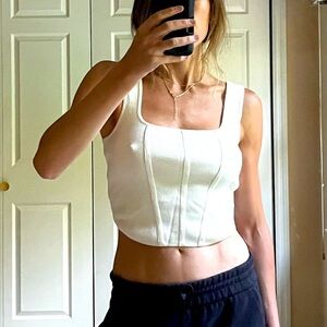 NWT H&M Knit Corset Crop Tank | White | S